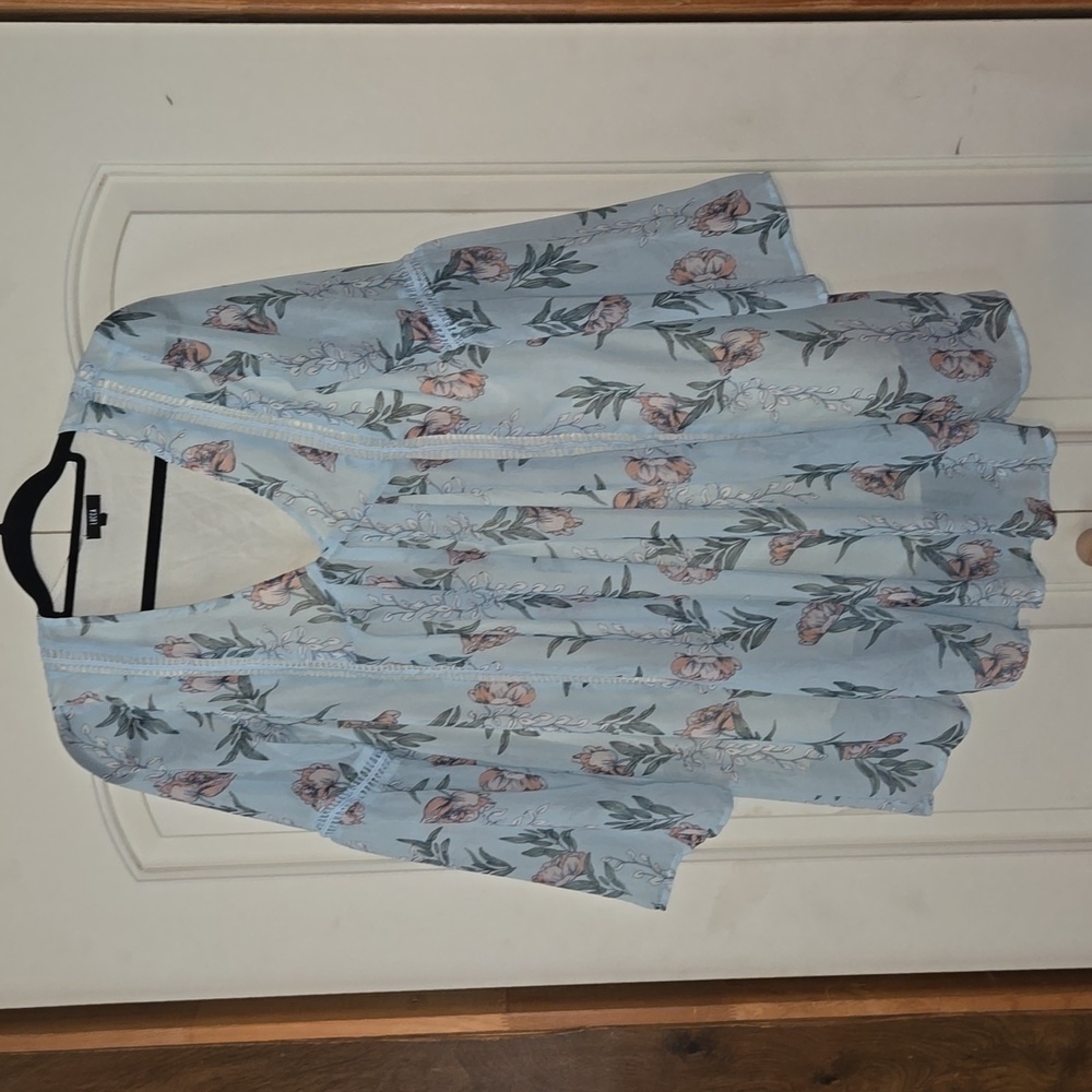 Lucca Boho Blue Floral Print Dress Size Small